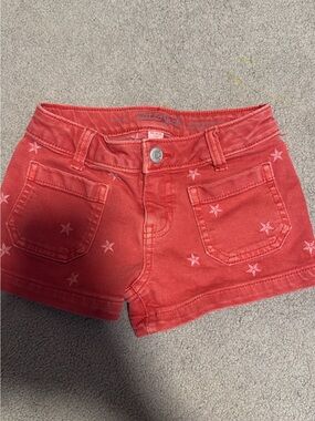 Cat & Jack Coral-Red Star Print Denim Shorts